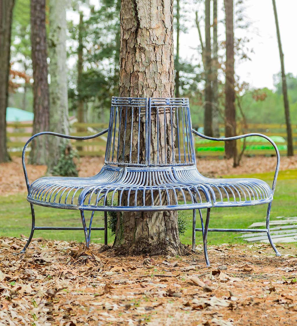 Garden outdoor Patio Custom Vintage Tree Surrounding semi half circle circular round Bench Seat