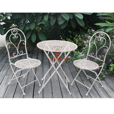 Antique Metal Outdoor  Furniture Patio Foldable Garden Chair And Table 3 piece Bistro Set