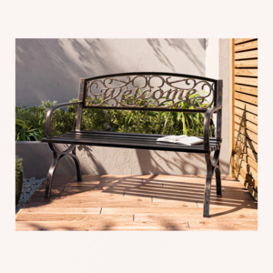 home and garden patio antique style welcome cast iron outdoor bench