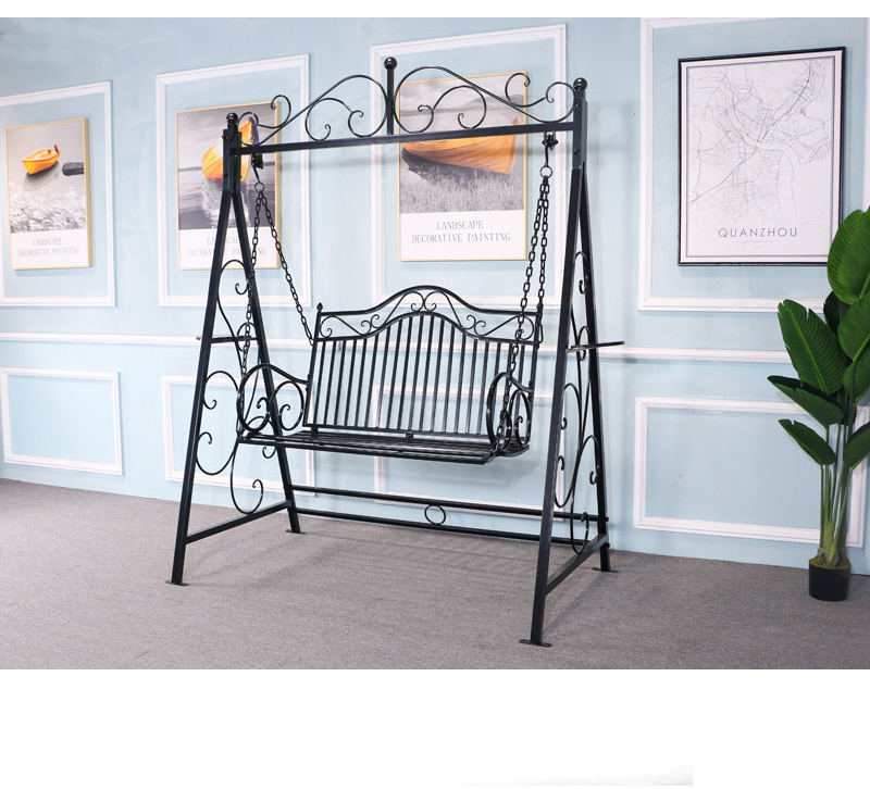 Factory supply wrought iron outdoor garden patio balcony hanging double seat swings