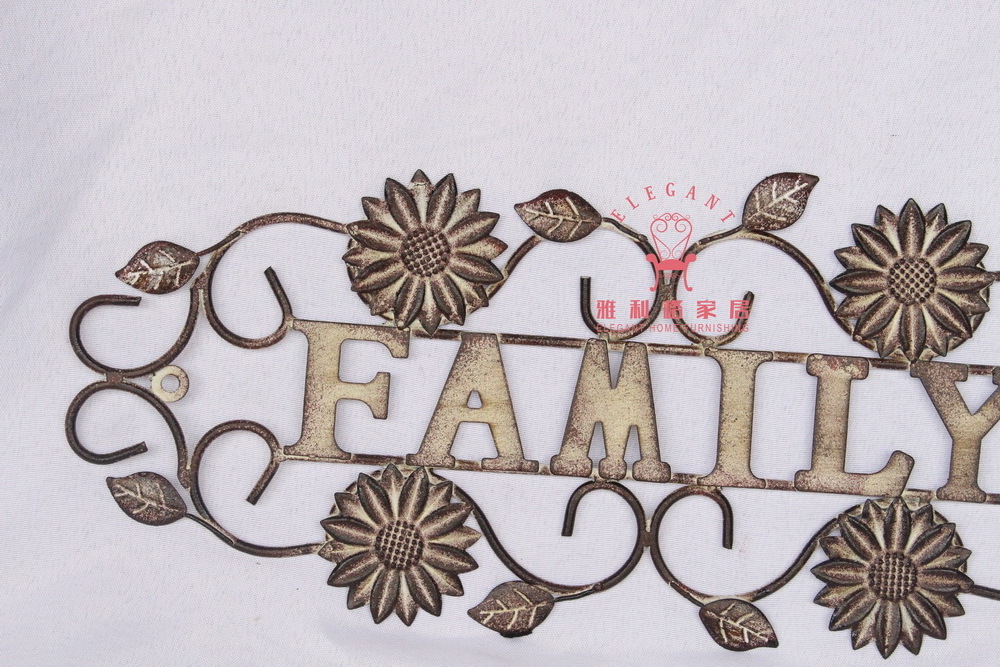 Wholesale Antique Metal Customized Home Decor Family Wall Art With Flowers