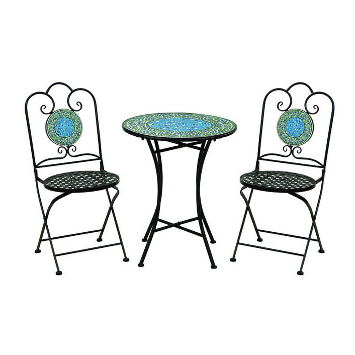 New 3pc mosaic bistro set garden patio table chairs