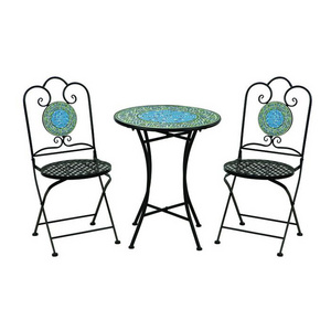 New 3pc mosaic bistro set garden patio table chairs