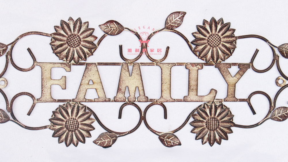 Wholesale Antique Metal Customized Home Decor Family Wall Art With Flowers