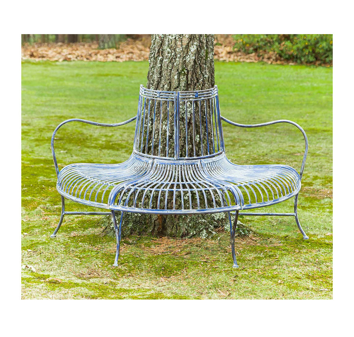 Garden outdoor Patio Custom Vintage Tree Surrounding semi half circle circular round Bench Seat