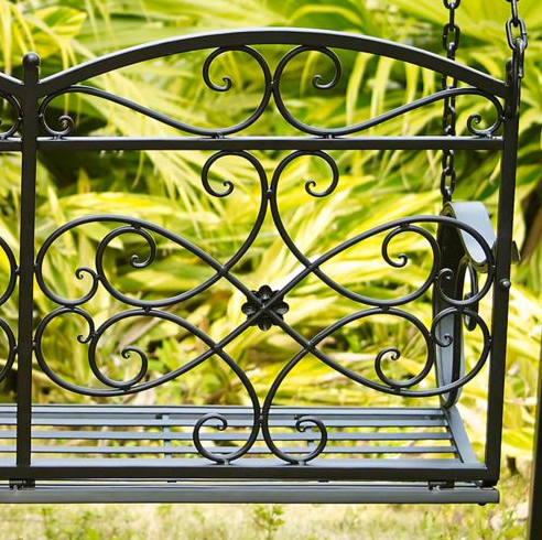 Best Choice wrought iron metal outdoor garden patio balcony hanging double seat swings wtih stand