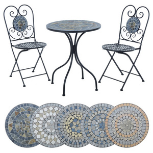 Metal Iron Black Mosaic Bistro Set Patio Garden Outdoor Furniture