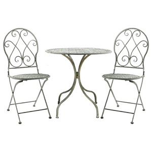 Antique Outdoor  garden 3 pieces vintage metal folding  bistro furniture chairs & table set