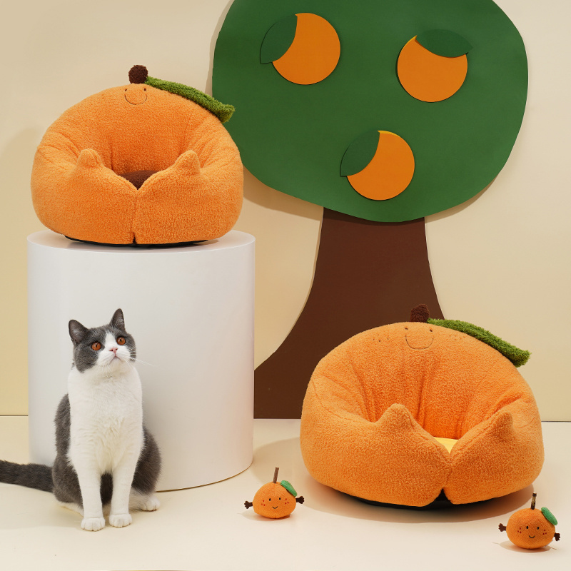 Medium orange cat litter all-season universal pet bed cat house cat kennel teddy kennel winter warm pet supplies