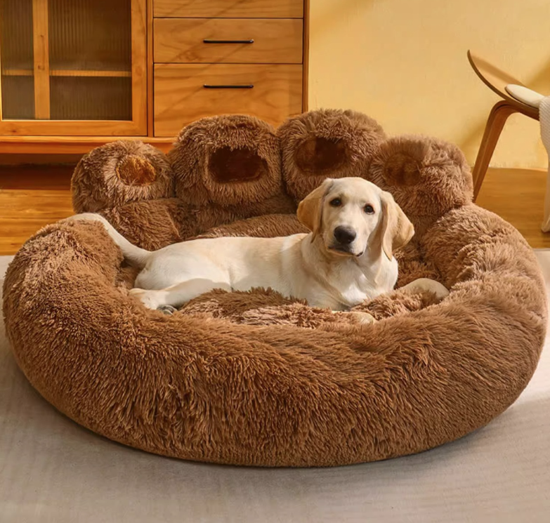 Winter Warm Long Hair Pet Kennel Pet Mat Bear Paw Dog Bed   Removable Washable Pet Bed