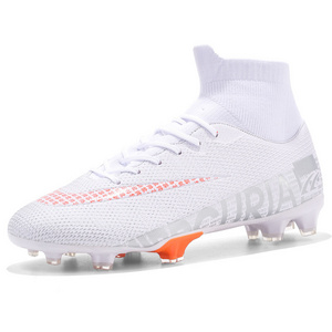 Soccer Shoes Men's Women's Long Cleat Spikes Wholesale Adult Sports Shoes Large Size TF Artificial Grass Training Soccer Shoes