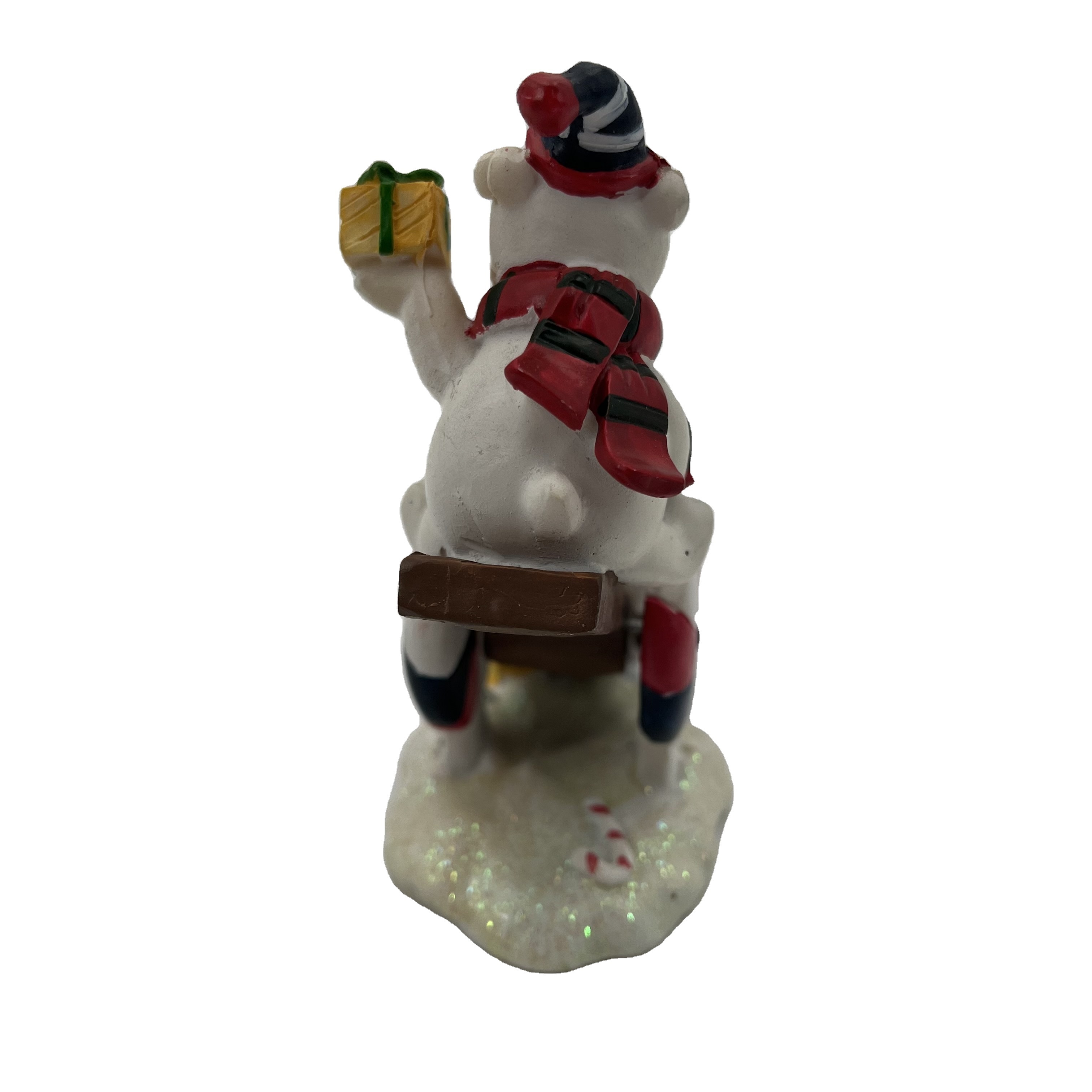 customized polyresin figurine Christmas snowman sitting on teeter totter seesaw for home decoration