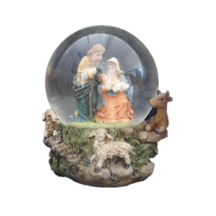 65mm Resin Custom Water Globe Nnativity Snowball for Christmas Decoration