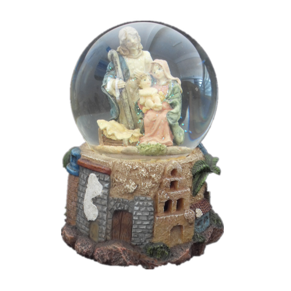 65mm Resin Custom Water Globe Nnativity Snowball for Christmas Decoration