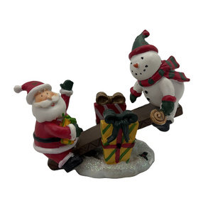 Custom Resin Christmas Santa Claus and Snowman on Teeter Totter for Christmas gift