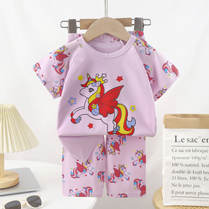 Kawaii Sanrios Kts Kuromi Cinnamoroll Children's Summer Thin Pajama Two-piece Set Cute Short Sleeved Shorts Home Clothe