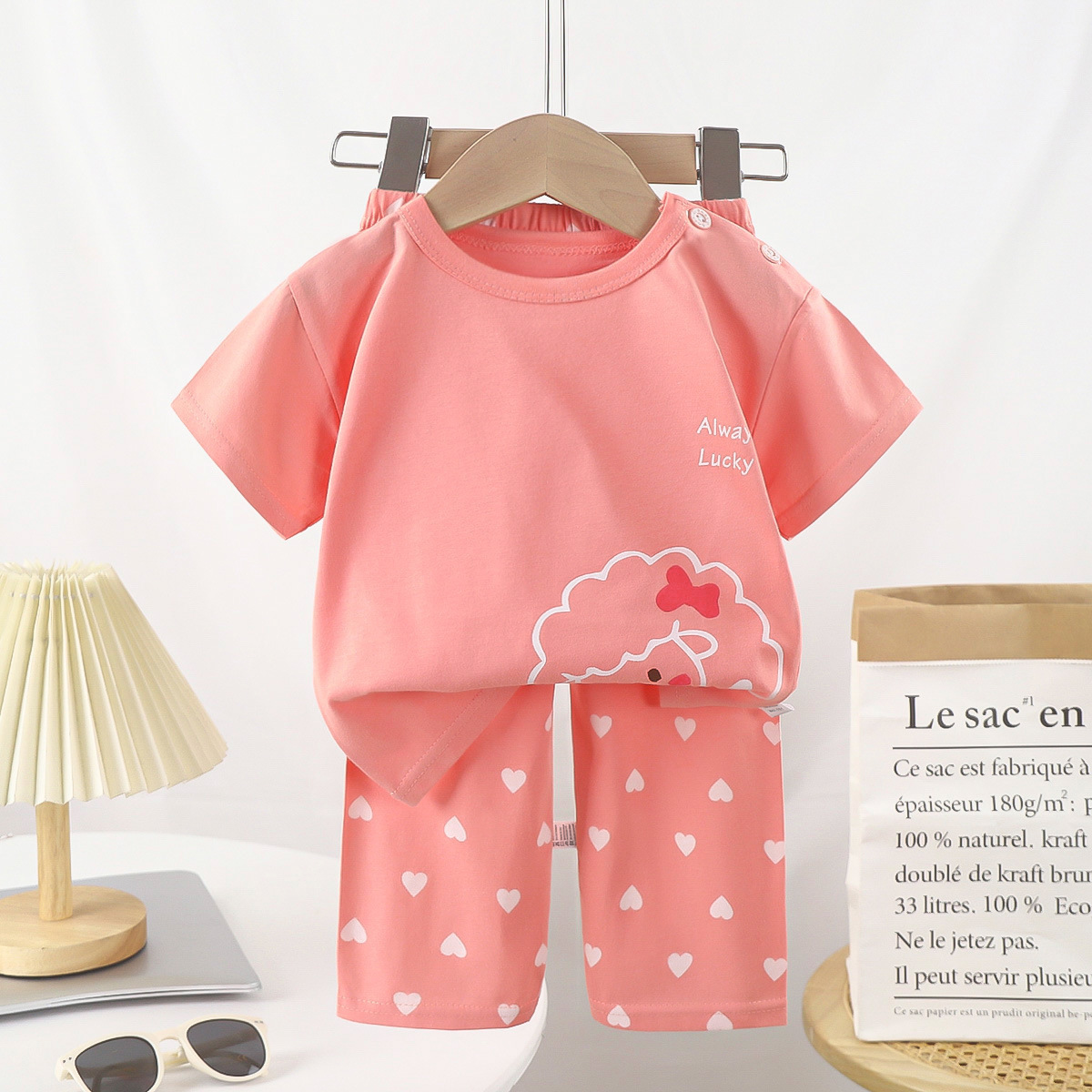 Kawaii Sanrios Kts Kuromi Cinnamoroll Children's Summer Thin Pajama Two-piece Set Cute Short Sleeved Shorts Home Clothe