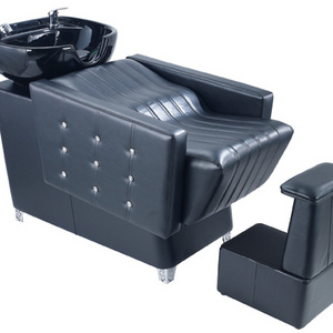 Hair salon wash bowl with chair/shampoo bed for sale QZ-L6018