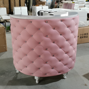 pink color diamond buttons reception desk for hair salon boutique counter reception desk QZ-P721