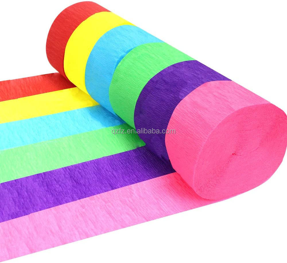 New Design Party Streamers Rainbow Crepe Paper Streamer for Party Backdrop Decorations