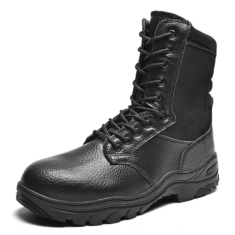 Men's Outdoor High Top Work Shoes Steel Toe Steel Plate Boots Impact Resistant Training Hiking Style Sample Boots