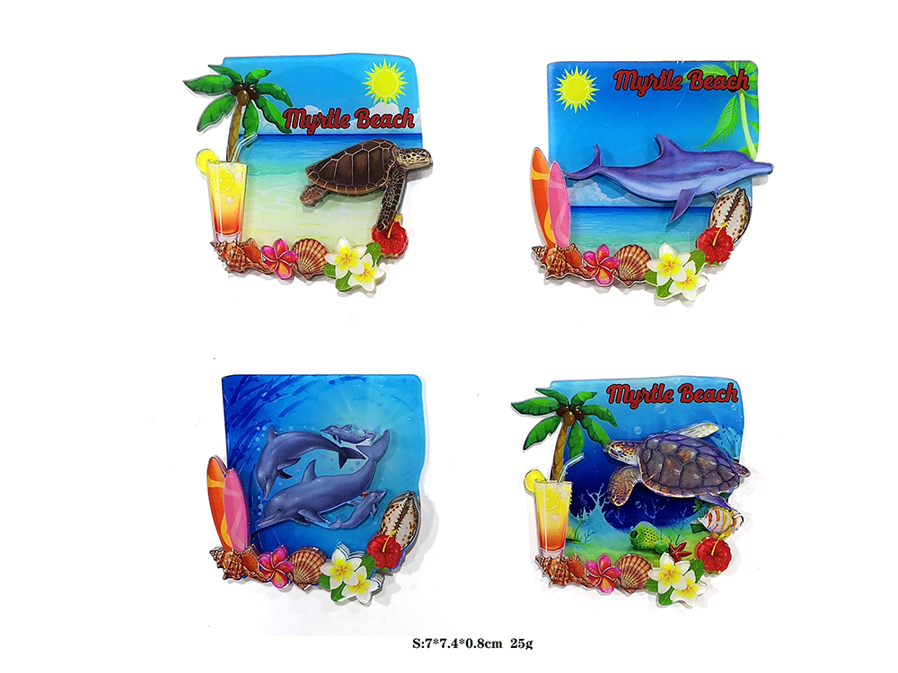 Custom Sea Life Pattern Acrylic Fridge Magnet Miami Souvenir Gift Decorative Fridge Magnet