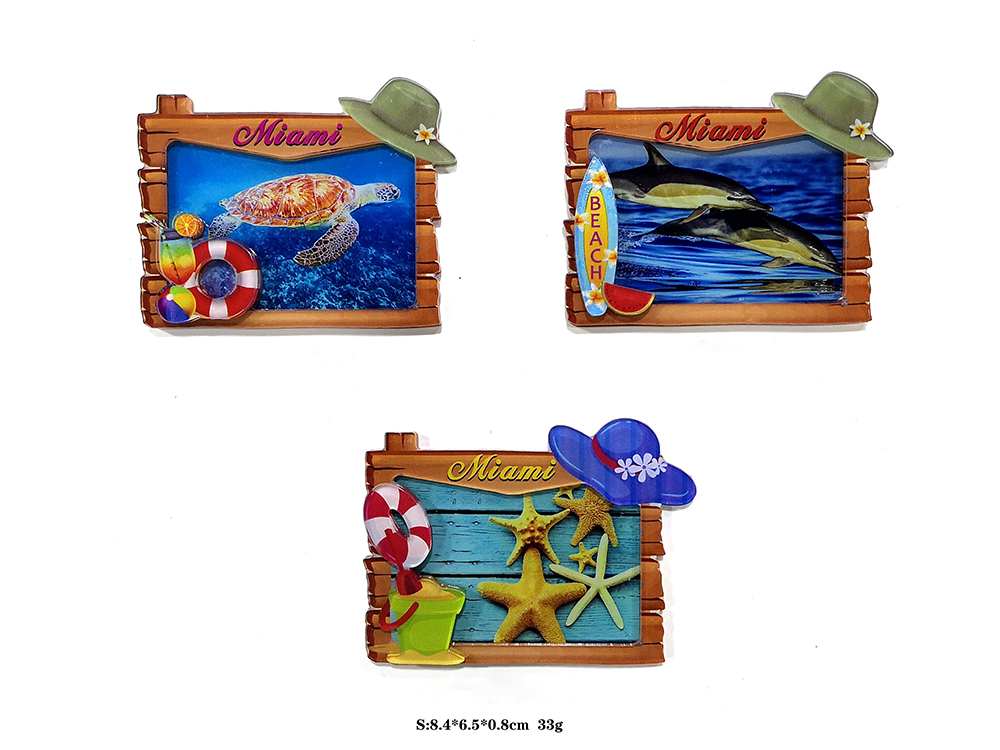 Custom Sea Life Pattern Acrylic Fridge Magnet Miami Souvenir Gift Decorative Fridge Magnet