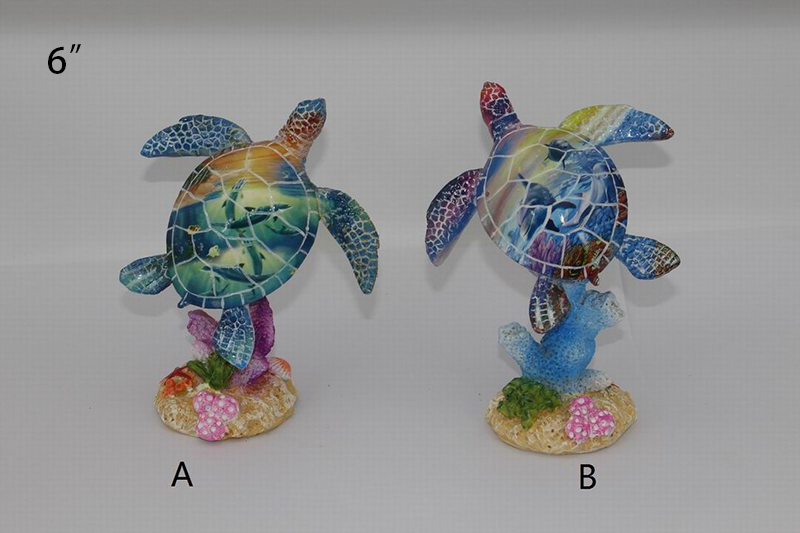 Resin crafts ocean style sea turtle coral figurines statues for tourist souvenirs