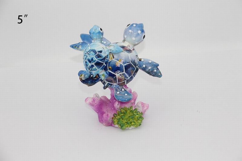 Resin crafts ocean style sea turtle coral figurines statues for tourist souvenirs