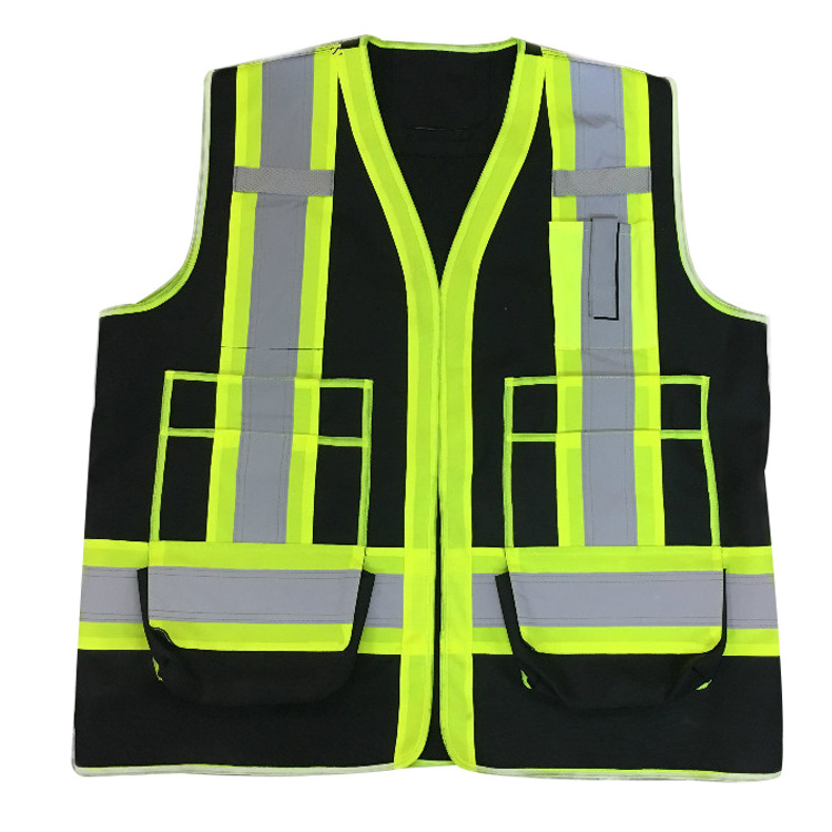 100 cotton safety vests reflective black safety vest