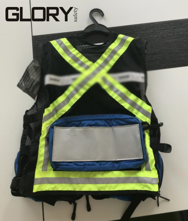 Heavy Duty Safety Vest full black Mesh First Aid Safety Vest