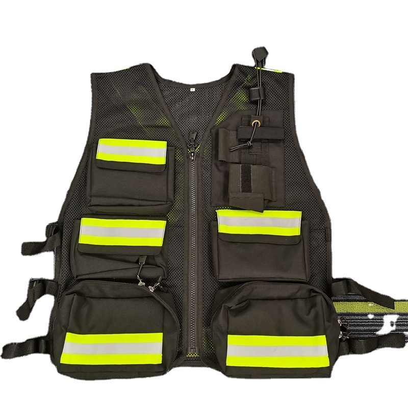 Heavy Duty Safety Vest full black Mesh First Aid Safety Vest