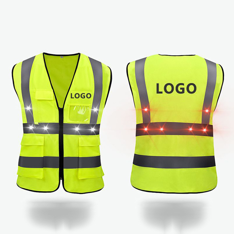 LED Flashing Light Traffic Reflective Vest Safety Vest Traffic Running Vest with Led Lights