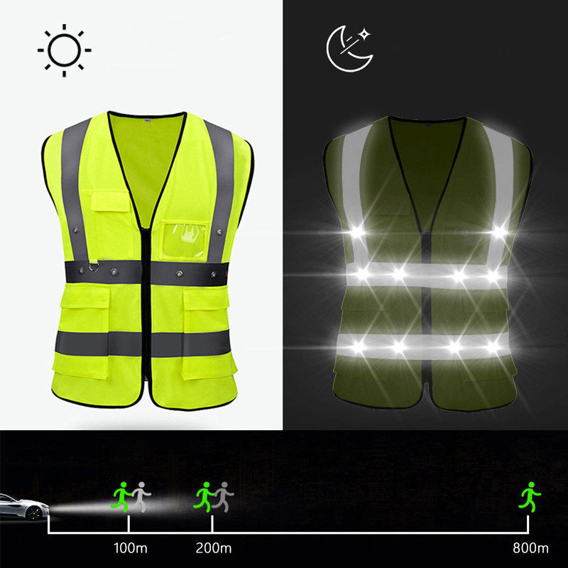 LED Flashing Light Traffic Reflective Vest Safety Vest Traffic Running Vest with Led Lights