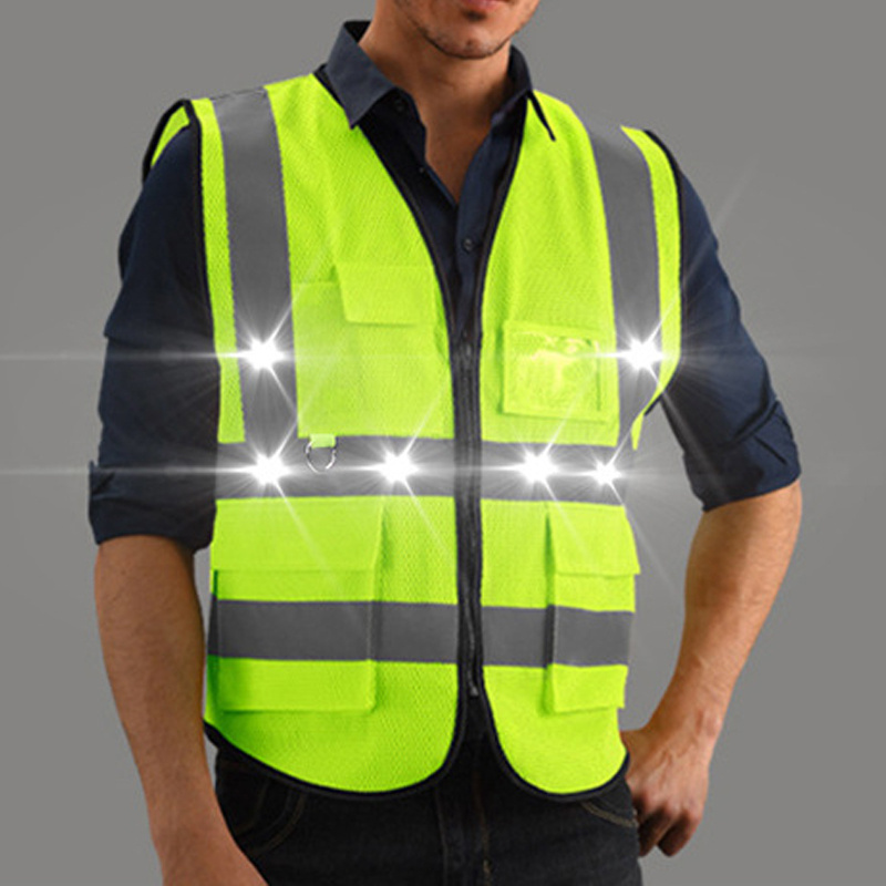 LED Flashing Light Traffic Reflective Vest Safety Vest Traffic Running Vest with Led Lights