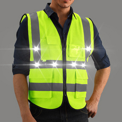 LED Flashing Light Traffic Reflective Vest Safety Vest Traffic Running Vest with Led Lights BestSuppliers