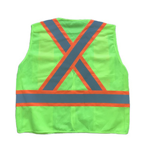 Factory Work Construction Security Hi Vis Fluorescent Reflective Safety Mesh Vest With Pockets