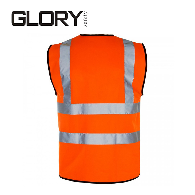 Customizable Neon Yellow Multi Vest Polyester Hi Vis Reflective Safety Vest