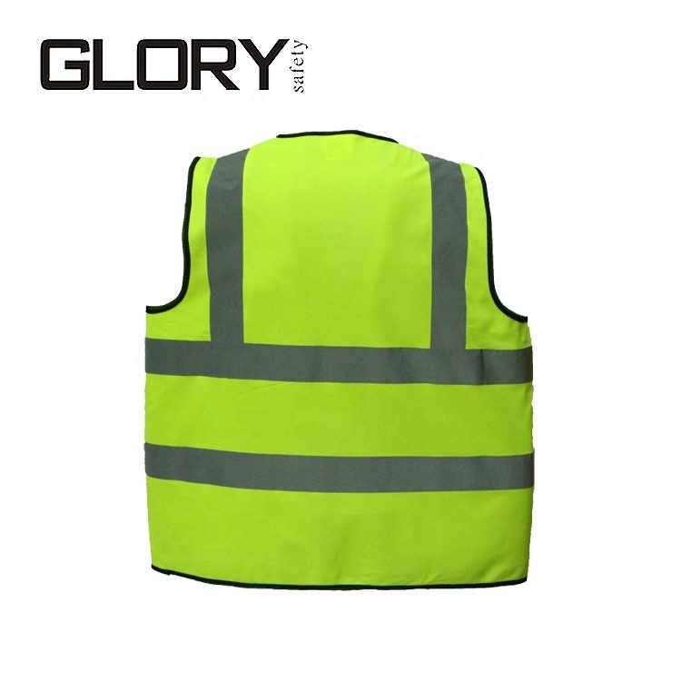 Customizable Neon Yellow Multi Vest Polyester Hi Vis Reflective Safety Vest