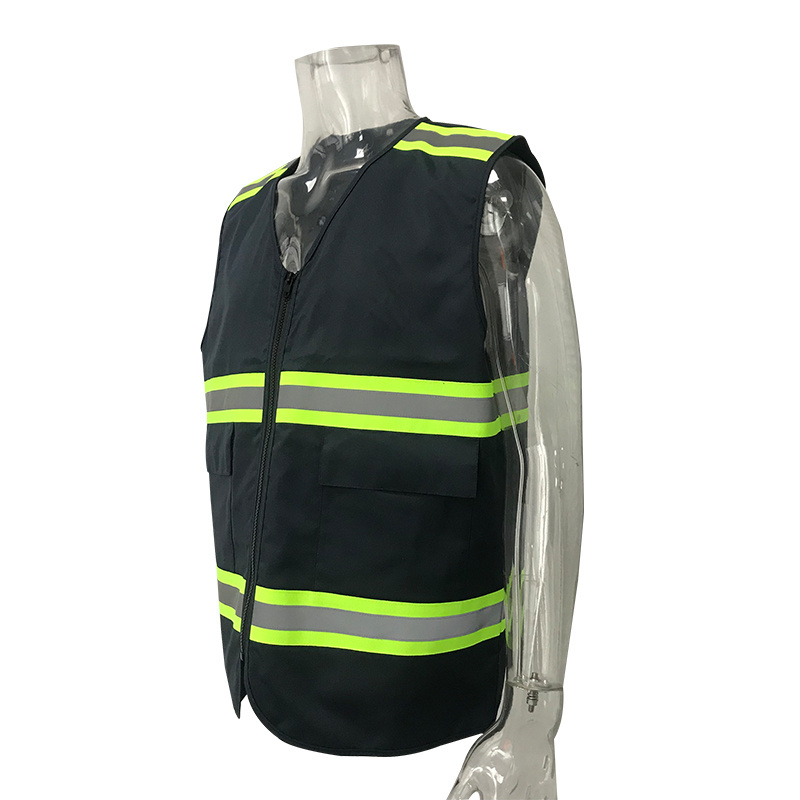 Wholesale Vest Custom Logo Traffic Security Guard Vests Work Black Construction Safety Vest