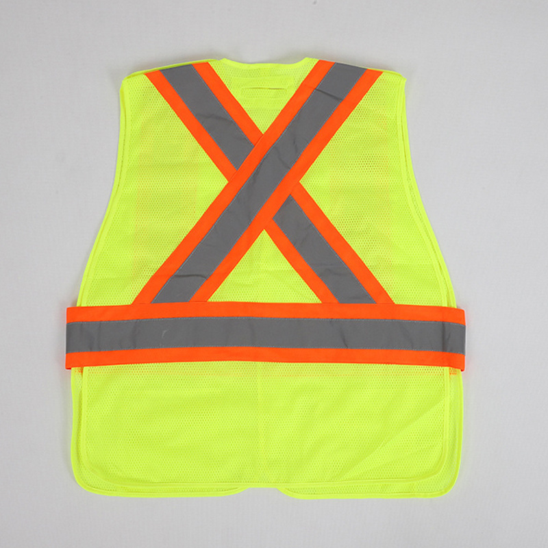 Factory Work Construction Security Hi Vis Fluorescent Reflective Safety Mesh Vest With Pockets