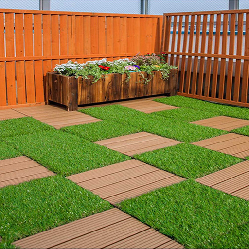 QINGZHOU SJB001 FOSHAN DIY outdoor synthetic turf tiles flooring carpet grass tiles artificial grass interlocking tiles