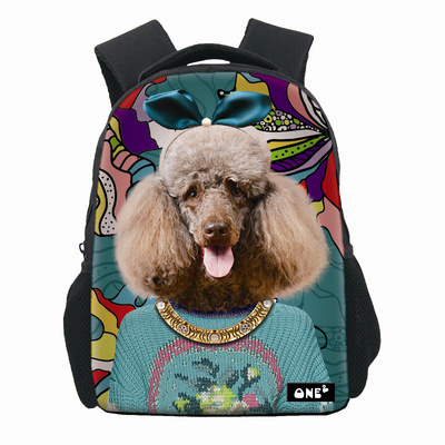 Cute Dog Print Small School Bags For Girls Large Capacity Lightweight Backpack For Kids School Bag With Soft Handle