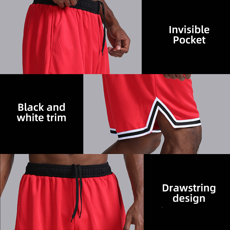 Custom Logo Polyester Double Layer Plain Basketball Training Men Mesh Shorts