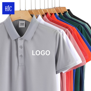 HIC 200G Men's Blank Golf Polo T Shirts Embroidered Logo 100% ice silk fiber Plain Short Sleeve Casual Polo Shirts