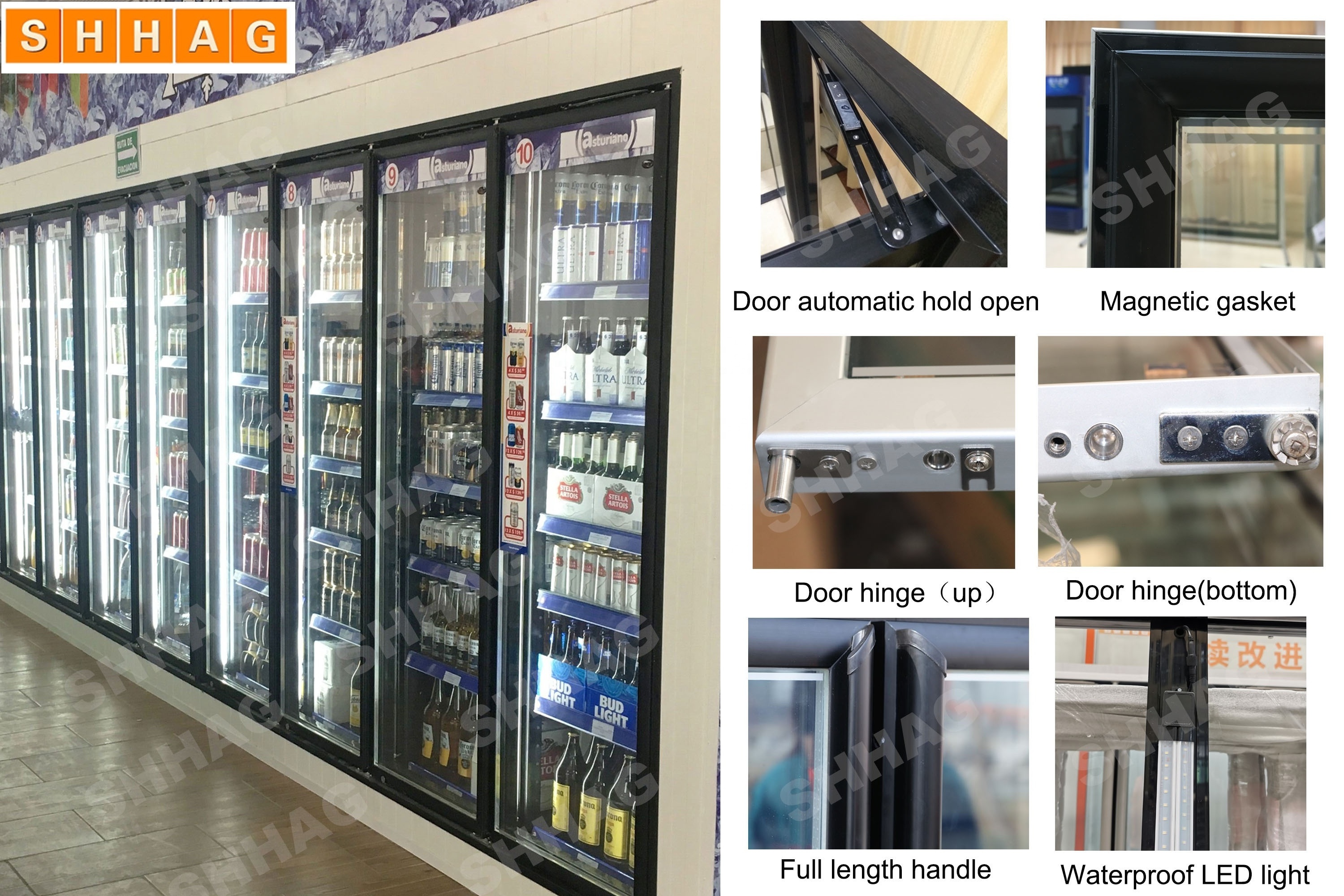 commercial refrigeration equipment chiller glass door with automatic defogging frame Fridge chiller cooler glass door