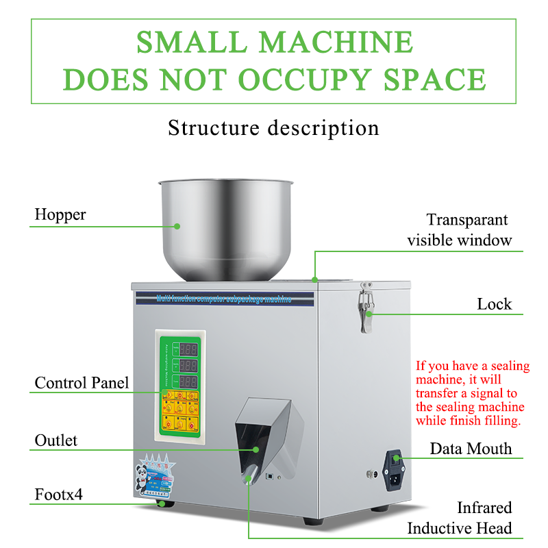 1-100g Semi Automatic Bottle Bag Powder Filler Tea Seeds Grains Powder Glitter Weighing Powder Filling Machine