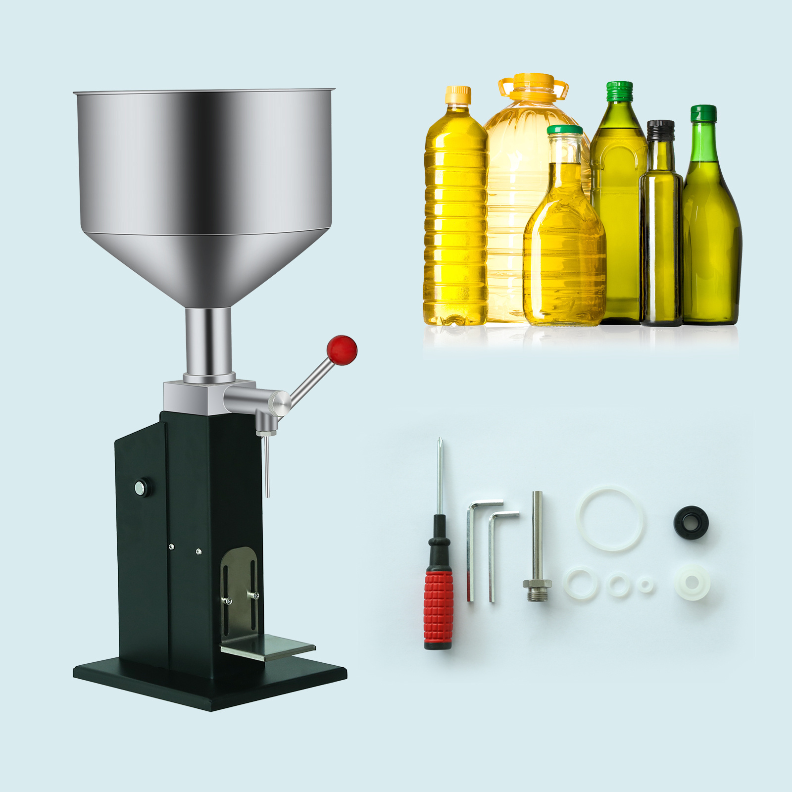 Easy To Operate Small Manual Liquid Filling Machine Edible Vegetable Olive Coconut Oil Bottle Filling Machine