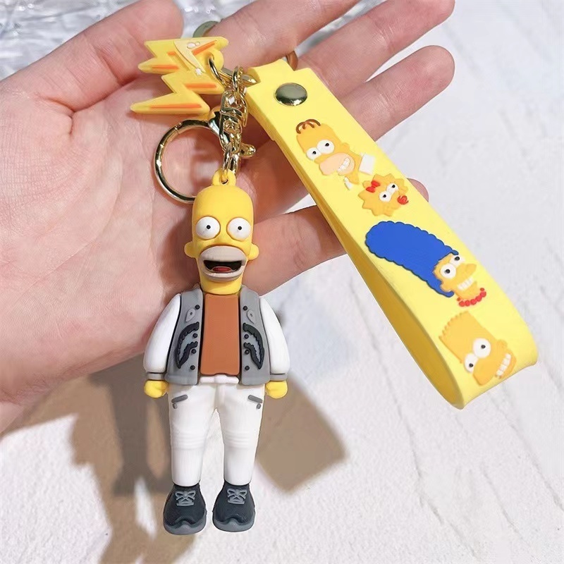 OEM Keyring Custom 3D Design Simpson Plastic Pvc Rubber Logo Key Chain Silicone Rubber Keychain