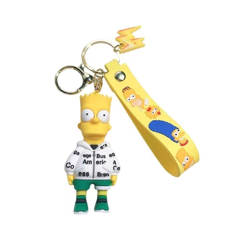 OEM Keyring Custom 3D Design Simpson Plastic Pvc Rubber Logo Key Chain Silicone Rubber Keychain